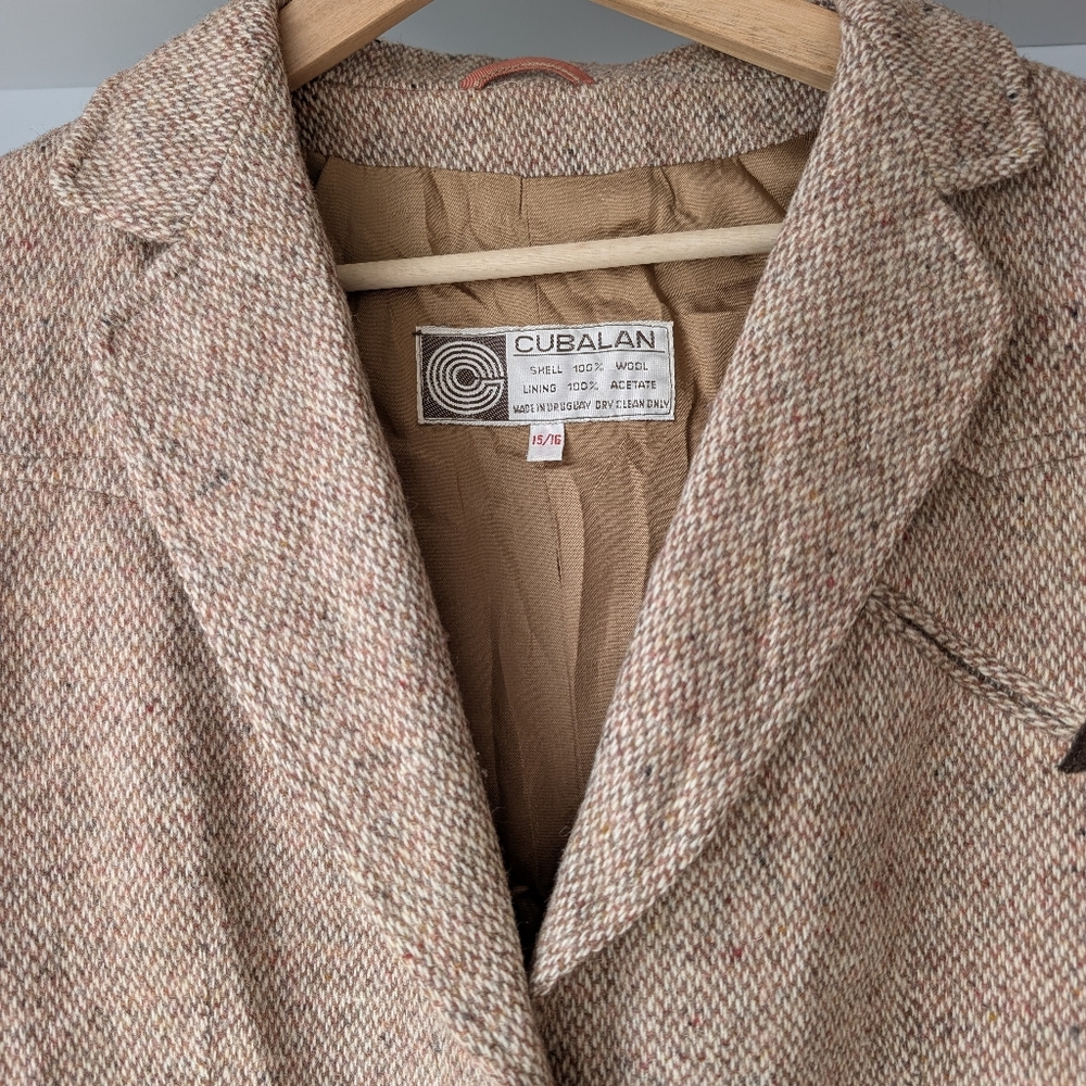 Vintage Women's Wool Blazer Brown Cream Size 12 - 14 Light Academia Preppy Twee - Picture 7 of 11